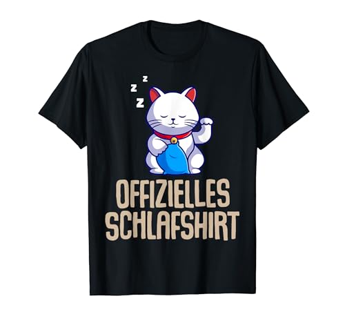 Offizielles Schlafshirt Herren Katzen Spruch Lustig Geschenk T-Shirt von Katze Shirt Schlafshirt Damen Lustige T-Shirts Fun