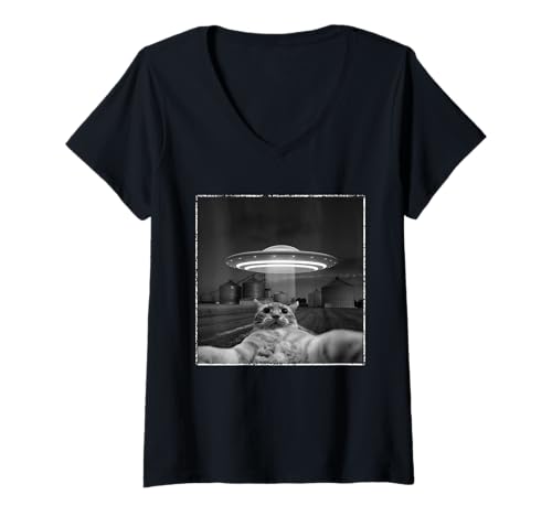 Damen Katzen Tshirt Männer Frauen Verschwörungstheorie Lustig Fun T-Shirt mit V-Ausschnitt Damen Katzen Tshirt Männer Frauen Verschwörungstheorie Lustig Fun T-Shirt mit V-Ausschnitt von Katzen Tshirt Herren Damen Verschwörungstheorie