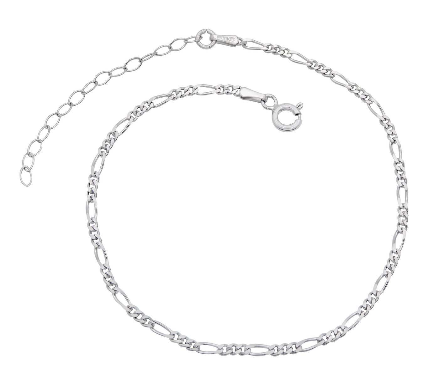 Kauf-mich-weg by Bella T Fußkette Figarokette Fußkette 925 Sterling Silber rhodiniert 2,3mm breit, Länge variabel 20 - 25cm von Kauf-mich-weg by Bella T