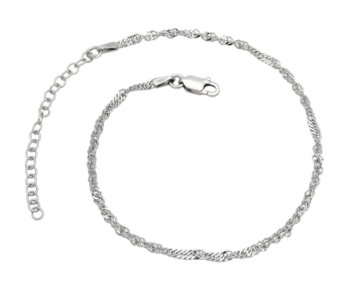 Kauf-mich-weg by Bella T Fußkette Singapurkette Fußkette 925 Sterling Silber rhodiniert 2,4mm breit, Länge variabel 21 - 26cm von Kauf-mich-weg by Bella T