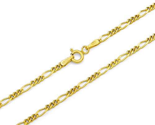 Kauf-mich-weg Figarokette 925 Sterling Silber vergoldet 2,3mm breit Länge wählbar 45 50 55 60 cm Silberkette Halskette Gold Kette Damen (60) von Kauf-mich-weg