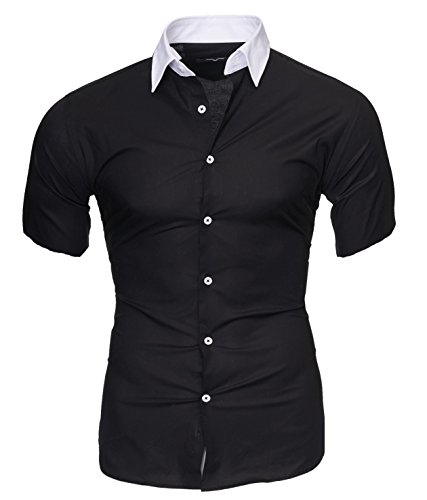 Kayhan Herren Hemd Maimi Kurzarm, Schwarz (4XL) von Kayhan