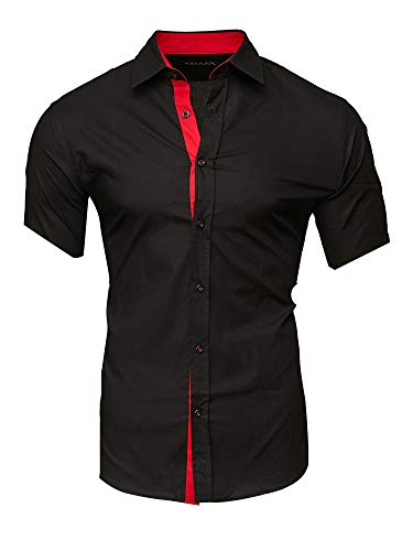 Kayhan Herren Kurzarm Hemd Florida Black/RED 6XL von Kayhan