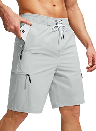 Kayrth Herren-Badehose, schnelltrocknend, Boardshorts mit 5 Taschen, Badebekleidung für Herren, ohne Netzfutter, Hellgrau, L von Kayrth