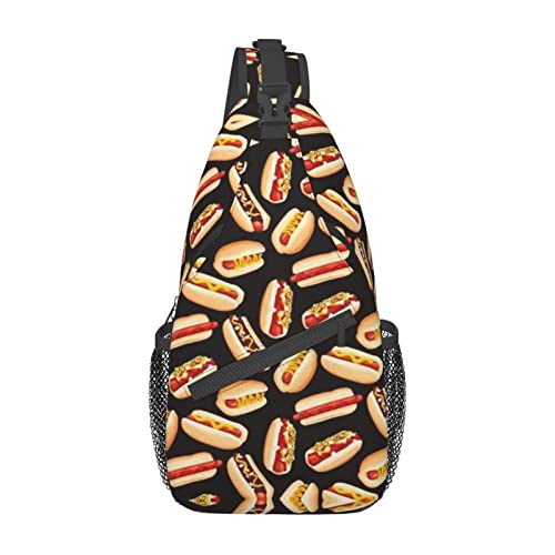 Cross-Brusttasche, diagonal, lustiges Essen, Hot Dogs, Laufen, Gürteltasche, Gürteltasche mit verstellbarem Riemen, für Damen und Herren, freihändige Geldbörse, Hüfttasche von KazUp