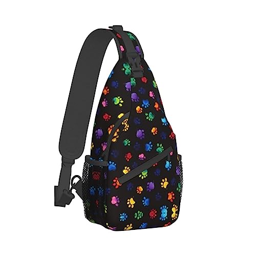 Cross-Brusttasche, diagonale Bunte Regenbogen-Pfoten-Lauf-Fanny-Pack-Gürteltasche mit verstellbarem Riemen für Damen und Herren, freihändige Geldbörse, Hüfttasche von KazUp