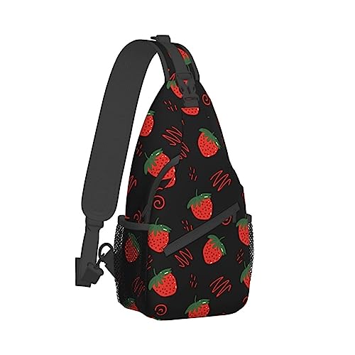 Cross-Brusttasche, diagonale niedliche Erdbeer-Lauf-Fanny-Pack-Gürteltasche mit verstellbarem Riemen für Damen und Herren, freihändige Geldbörse, Hüfttasche von KazUp