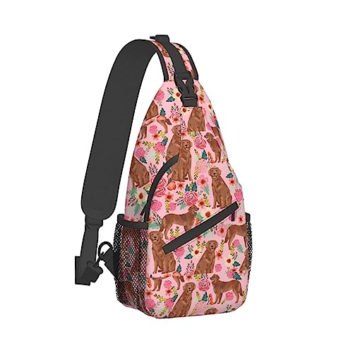 Cross-Brusttasche, diagonaler Golden Retriever-Hund, läuft, Gürteltasche, Gürteltasche mit verstellbarem Riemen, für Damen und Herren, freihändige Geldbörse, Hüfttasche von KazUp