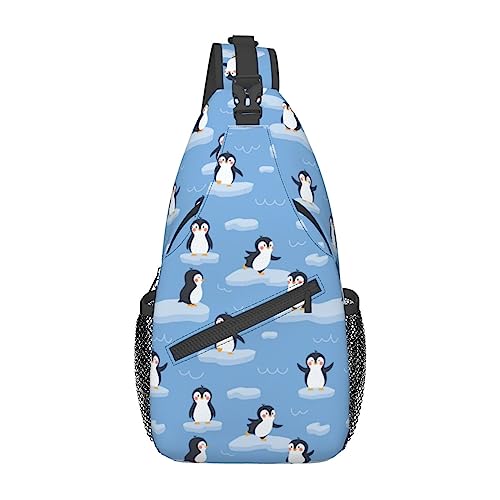 Cross-Brusttasche, diagonaler niedlicher Pinguin-Cartoon-Lauf-Fanny-Pack-Gürteltasche mit verstellbarem Riemen für Damen und Herren, freihändige Geldbörse, Hüfttasche von KazUp