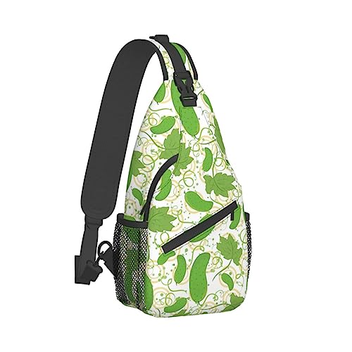 Cross-Brusttasche, diagonales Cartoon-Gurken-Lauf-Fanny-Pack-Gürteltasche mit verstellbarem Riemen für Damen und Herren, freihändige Geldbörse, Hüfttasche von KazUp