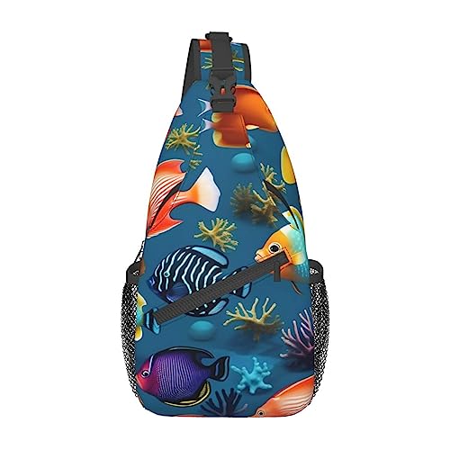 Cross-Brusttasche, diagonales U-Boot-Reef-Fisch-Lauf-Fanny-Pack-Gürteltasche mit verstellbarem Riemen für Damen und Herren, freihändige Geldbörse, Hüfttasche von KazUp