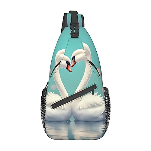 Cross-Brusttasche Diagonal The Swan In Love Running Fanny Pack Gürteltasche mit verstellbarem Riemen für Damen Herren Hands Free Wallet Waist Bag von KazUp