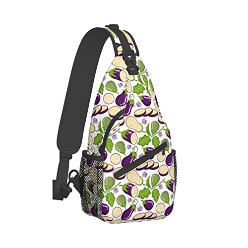 Kreuz-Brusttasche, diagonales Cartoon-Aubergine-Lauf-Fanny-Pack-Gürteltasche mit verstellbarem Riemen für Damen und Herren, freihändige Geldbörse, Hüfttasche von KazUp