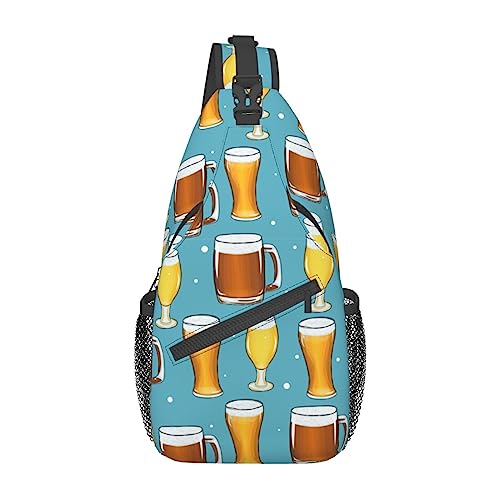 Kreuz-Brusttasche, diagonales Cartoon-Bier-Lauf-Fanny-Pack, Gürteltasche mit verstellbarem Riemen für Damen und Herren, freihändige Geldbörse, Hüfttasche von KazUp