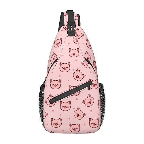 Querbrusttasche, diagonales niedliches Tierschwein, läuft, Gürteltasche, Gürteltasche mit verstellbarem Riemen, für Damen und Herren, freihändige Geldbörse, Hüfttasche von KazUp