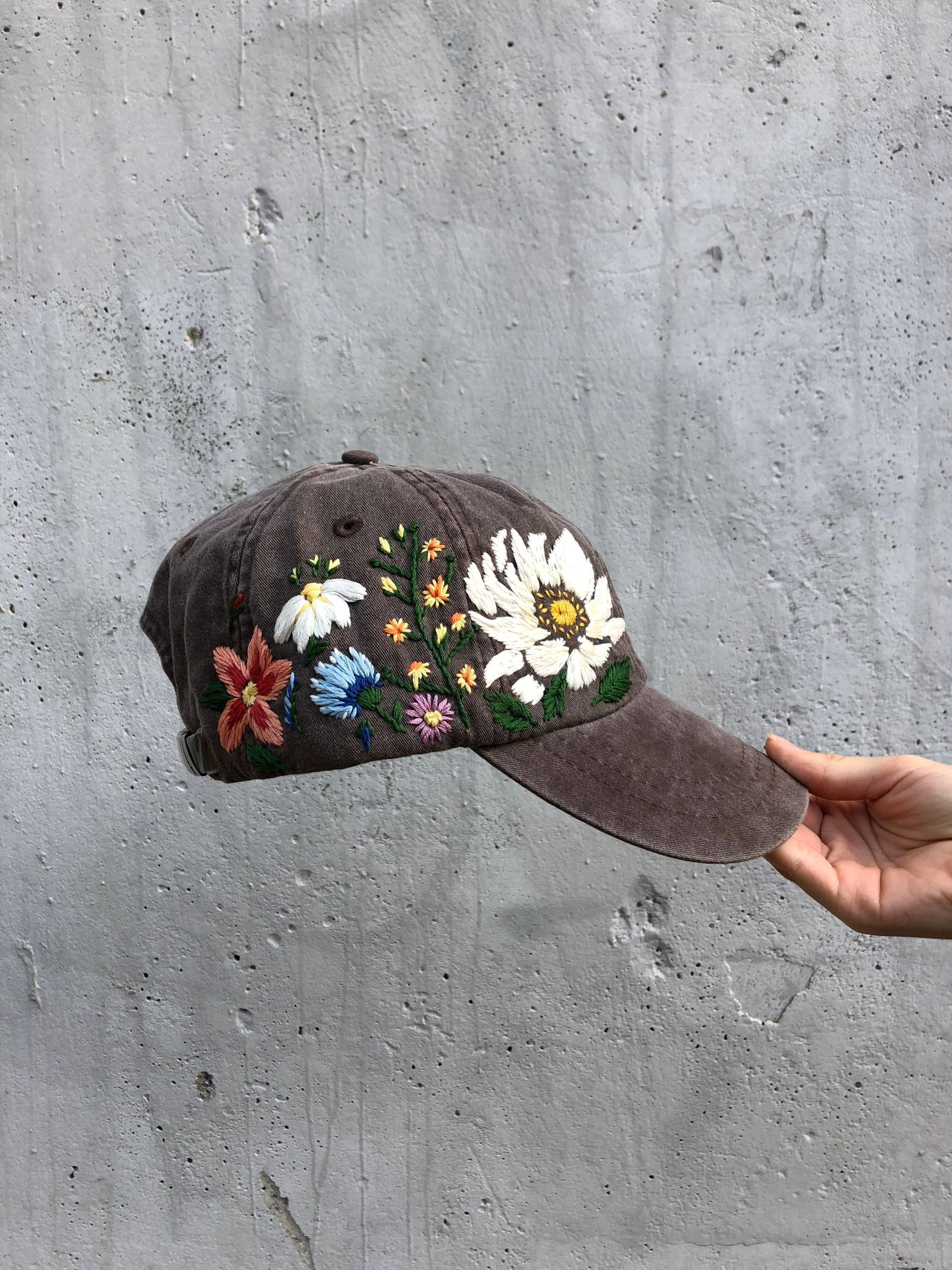 Baseballmütze, Bestickte Mütze, Damenmütze, Trucker-Mütze Für Frauen, Baseball-Muttermütze, Baseballmütze Individuell Blume von KazkovaEmbroidery