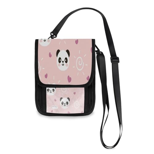 Kcldeci Reisebrieftasche, Geldbörse, Handytasche, Umhängetasche, Kawaii, Pandabär, rote Herzen, Reisepasshülle für Damen und Herren, mehrfarbig, Einheitsgröße, Casual von Kcldeci