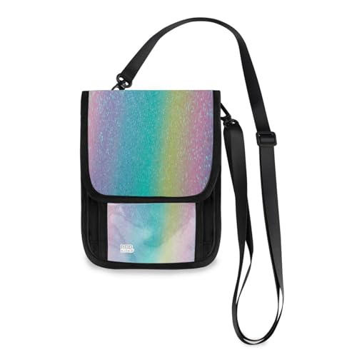 Kcldeci Reisebrieftaschen, Geldbörsen, Handytaschen, Crossbody-Taschen, glitzernder Regenbogen-Glitzer, Reise-Halstasche, Reisepasshülle für Damen und Herren, mehrfarbig, Einheitsgröße, Casual von Kcldeci