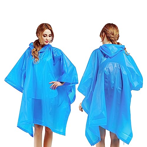 Kcmell Regenponcho für Erwachsene, 2 Stück, schwarz, tragbar, wasserdicht, Regenponchos für Damen und Herren, wiederverwendbarer EVA-Regenmantel, Notfall-Regenbekleidung mit Kapuze für Wandern, von Kcmell