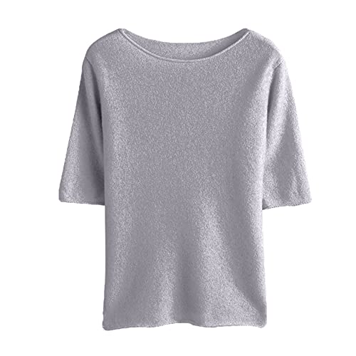 FrüHherbst Loser Pullover Rundhals Pullover Halbarm Strick T-Shirt Casual Top Line Shirt DüNne Kurze äRmel von KeYIlowys