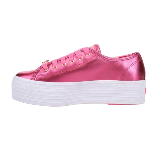 Keds X Barbie Triple Up Damen-Sneaker, Metallic-Leder, Plateau-Sneaker, Freizeitschuhe, Rosa, Pink, 38.5 EU von Keds