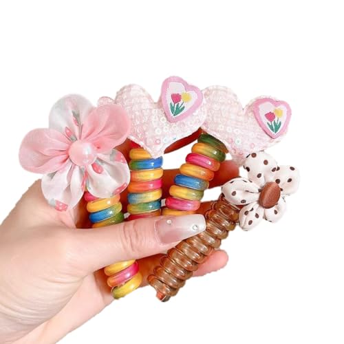 4Stk Telephone Wire Hair Bands For Girls, Colorful Spiral Hair Ties, Telefonkabel haargummi elastisch Haarband, Spiral Haargummis, Spiral Haargummis, Haarband Telefonkabel für Mädchen und Damen (C) von Keeplus