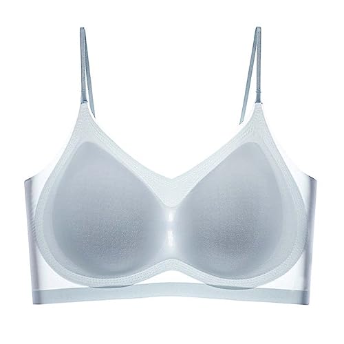 Ultradünner Sommer-Komfort-BH aus Eisseide in Übergröße, Damen Nahtlos BH ohne Bügel Weicher Damen BH Gepolstert, Große Brüste, Damen Seamless Soft-BH Täglicher BH Bequem und weich (L, Blau) von Keeplus