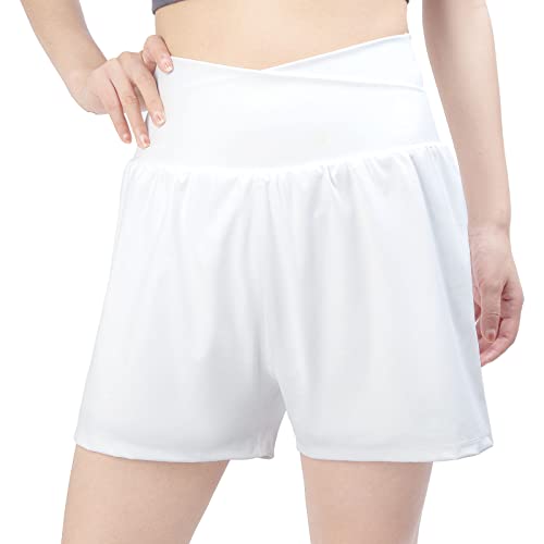 Sporthose Damen Kurz 2 in 1 Sport Shorts Damen Sommer High Waist Laufhose Damen Kurz Elastisch Schnelltrocknende Jogginghose Running Yogahose Trainingshose mit Taschen von Kefiyis