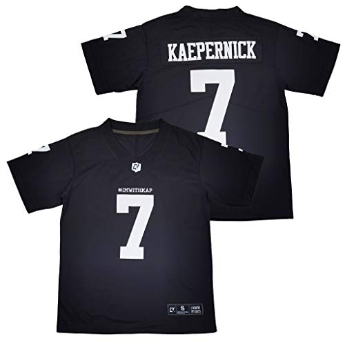 Kekambas Herren #ImWithKap Colin #7 Kaepernick IM mit KAP American Football Trikot genäht schwarz Größe XXXL von Kekambas