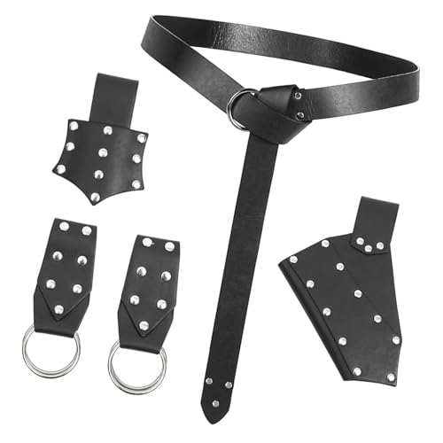 PU-Gürteltaschen-Set mit Nieten, Nieten, Nord-Design, für historische Nachstellungen und den täglichen Gebrauch, historischer Gürtel, Schwarz , Einheitsgröße, Mass Beauty PU-Gürteltaschen-Set mit Nieten, Nieten, Nord-Design, für historische Nachstellungen und den täglichen Gebrauch, historischer Gürtel, Schwarz , Einheitsgröße, Mass Beauty von Kelisdi
