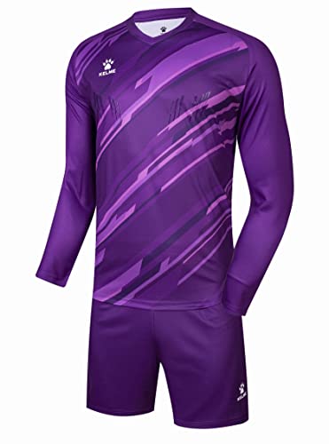 KELME Fußball-Torwarttrikot Pro Set Uniform – gepolstertes Torwart-Shirt, Shorts, Socken – Herren-Torwarttrikot für Erwachsene und Kinder, Violett (ohne Socken), XL von Kelme