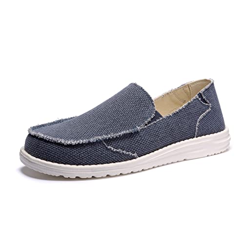 Kelway Herren-Schlupfschuhe, Freizeitschuhe, Slipper, Leinen, Freizeit-Sneaker, bequem und leicht, Blau, 43 EU von Kelway