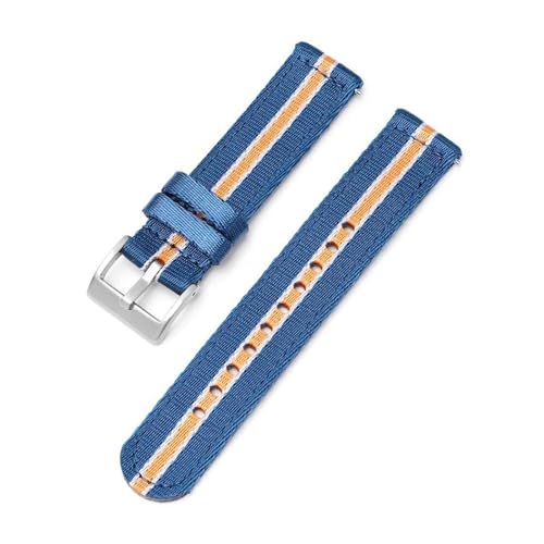 KemEng 20/22mm Nylon Uhrengurt Sport Ersatzband Armband, Blue Wihite Orange 1, 18mm von KemEng