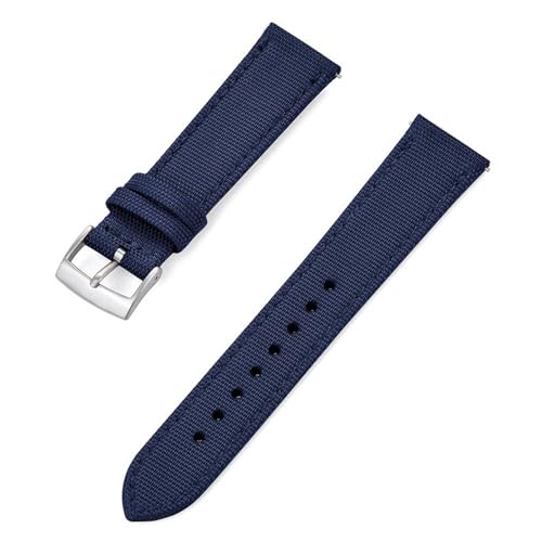 KemEng Leder Uhrengurt 18-22mm Schnellfreisetz, Blau-Silver, 18mm von KemEng