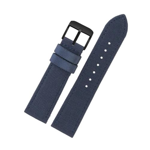KemEng Nylon Canvas Uhrengurt 18-24mm NATO Uhr Band für Männer und Frauen, Blaue schwarze Stiftschnalle, 20mm von KemEng