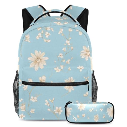 KengjuTesu 2-teiliges Rucksack-Set für Jungen und Mädchen, großes Fassungsvermögen, grüner Hintergrund, Blumenmuster, Schultasche mit Federmäppchen, perfekter Tagesrucksack für Studenten, Teenager KengjuTesu 2-teiliges Rucksack-Set für Jungen und Mädchen, großes Fassungsvermögen, grüner Hintergrund, Blumenmuster, Schultasche mit Federmäppchen, perfekter Tagesrucksack für Studenten, Teenager von KengjuTesu