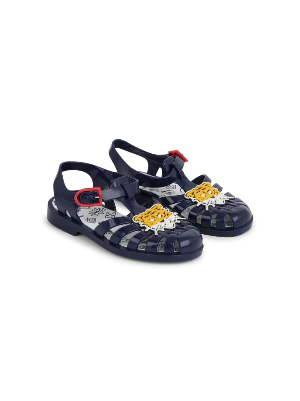 Kenzo Kids Sandalen in Lackoptik mit Tigerapplikation - Blau von Kenzo Kids