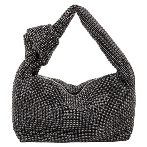 Kexpery Abendtasche for Damen, mit Knoten, Strass, Glitzer, Diamanten, Clutch, Geldbörse, stilvoll, glitzernd, Kristall, Clutch, Hochzeit, Tasche, Schwarz , 440.00 X 300.00 X 150.00 MM/17.32 X 11.81 X von Kexpery