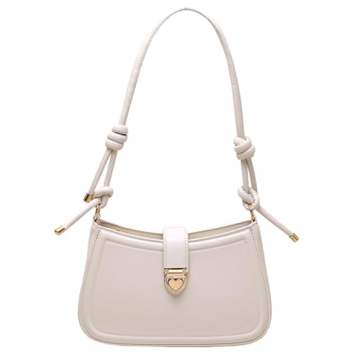 Kexpery Damen-Luxus-Umhängetasche, PU-Leder, modische Unterarmtasche, Reißverschluss, einfache Achselhandtasche, Mädchen-Outdoor-Tagestasche (Beige) von Kexpery