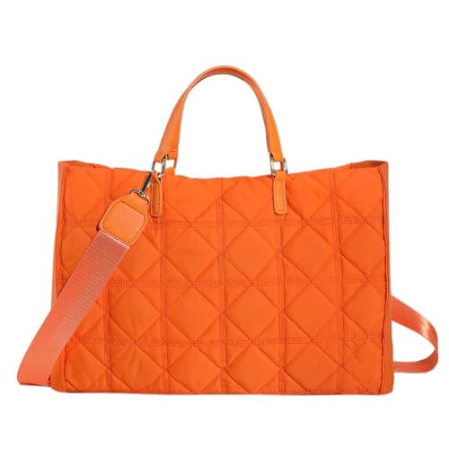 Kexpery Damen Puffer Hobo Casual Polsterung Schultertasche Leichte Satchel Sling Bag Puffy Crossbody Bag Winter Shopper Bag, Orange, 390.00x260.00x135.00mm/15.35x10.24x5.31inch von Kexpery