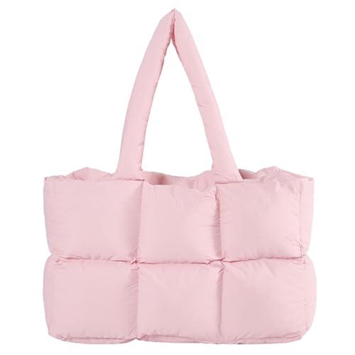 Kexpery Damen-Schultertasche, einfarbig, gesteppt, modische Einkaufstasche, großes Fassungsvermögen, weiche Wolken-Tragetasche, trendige Pendlertasche, rose, 390.00x250.00x130.00mm/15.35x9.84x5.12inch von Kexpery