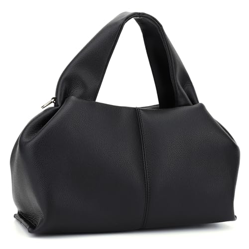 Kexpery Damen-Umhängetasche, PU-Leder, schickes Leder, plissiert, modische Tragetasche, Satchel, Mädchen, stilvolle Geldbörse, Schwarz , 15.75*10.24*4.33inch von Kexpery