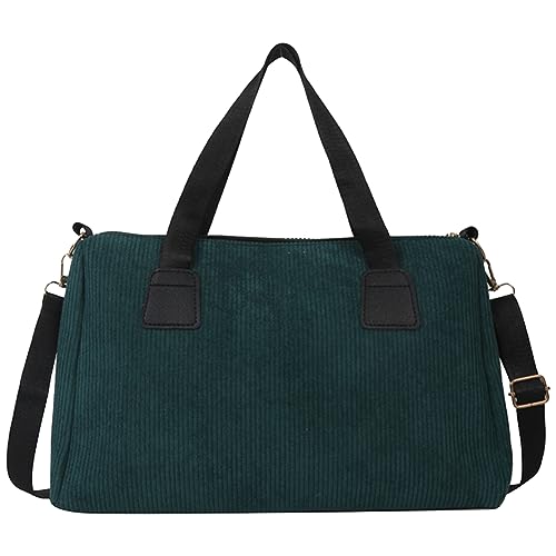 Kexpery Damen-Umhängetasche, lässig, großes Fassungsvermögen, Vintage-Schultertasche, Cord, einfarbig, Freizeit, Damen- und Mädchen-Handtasche (Dunkelgrün) von Kexpery