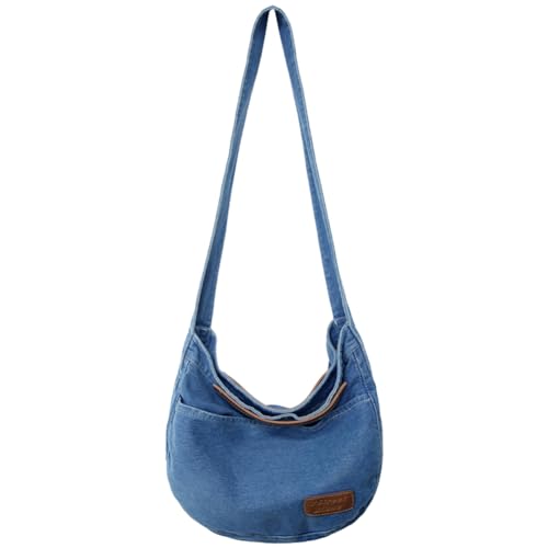 Kexpery Damen Vintage-Tragetasche, leicht, modisch, Hobo-Tasche, großes Fassungsvermögen, vielseitige Umhängetasche, lässig, einfache Schultertasche, hellblau, 39*10*30 cm/15.35x3.94x11.81inch von Kexpery