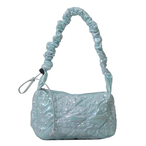 Kexpery Gepolsterte Umhängetasche for Damen, modische bauschige Tragetasche mit Kordelzug, gesteppte Umhängetasche, stilvolle Handtasche for Mädchen (blau) von Kexpery