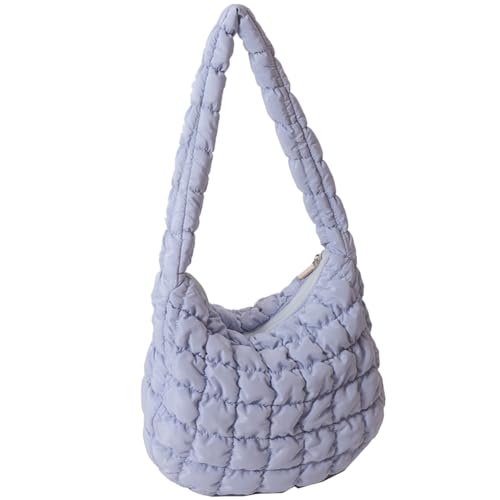 Kexpery Gesteppte plissierte Damen-Einkaufstasche, modische Wolke, große Kapazität, Temperament, Reisen, Camping, Damen-Schultertasche, blau, 340.00x260.00x60.00mm/13.39x10.24x2.36inch von Kexpery