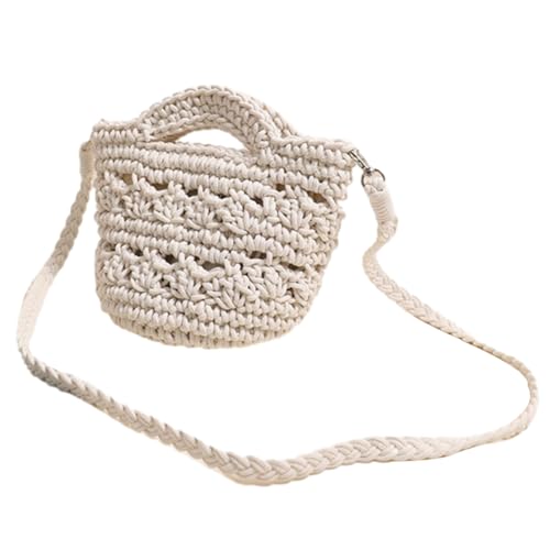 Kexpery Gewebte Umhängetasche, niedliche, ästhetische Baumwolle, Häkeltasche mit Griff oben, gestrickte Urlaubs-Reisehandtasche, Urlaubstasche for Frauen und Mädchen (Beige) von Kexpery