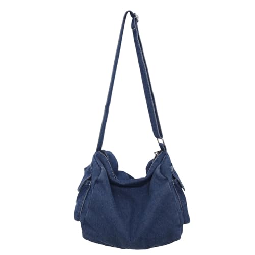 Kexpery Hobo-Tasche mit großem Fassungsvermögen, verstellbarer Schulterriemen, Retro-Tragetasche, Vintage, Kuriertasche, Studenten-Reisetasche, dunkelblau, 290.00x220.00x220.00mm/11.42x8.66x8.66inch von Kexpery