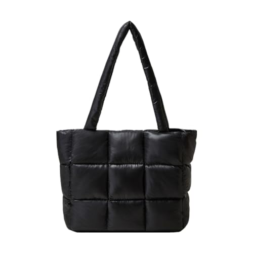 Kexpery Leichte Puffy Satchel Bag Große Kapazität Gesteppte Achseltasche Winter Shopper Tasche Damen Gepolsterte Schultertasche, Schwarz , One Sizes von Kexpery