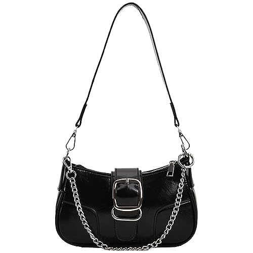 Kexpery Modische Hobo-Tasche für Damen, vielseitig, elegant, mit Reißverschluss, einfarbig, für Damen, Hochzeit, Abendtasche, Schwarz , 220.00x130.00x70.00mm/8.66x5.12x2.76inch von Kexpery